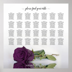 Affiche Plan de table de mariage Rose Violet prune 28