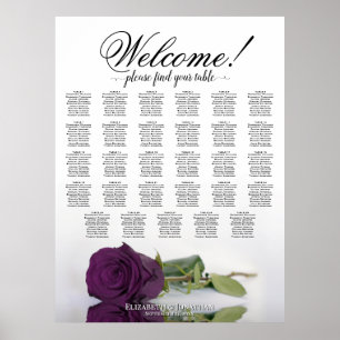 Affiche Plan de table de mariage Rose Violet Prune 29