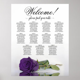 Affiche Plan de table de mariage Rose Violet Royal 11 tabl