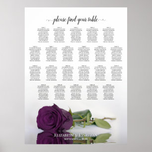 Affiche Plan de table de mariage Rose Violet Table 22