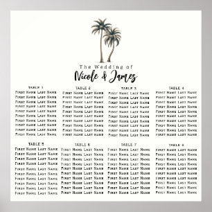 Affiche Plan de table de mariage rustique avec palmiers tr