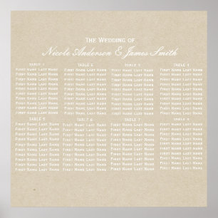 Affiche Plan de table de mariage rustique moderne Kraft Br