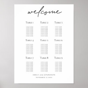 Affiche Plan de table de mariage Script de bienvenue impri