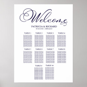 Affiche Plan de table de mariage simple avec 10 tables