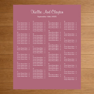 Affiche Plan de table de mariage simple bordeaux 130