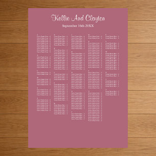Affiche Plan de table de mariage simple bordeaux 250
