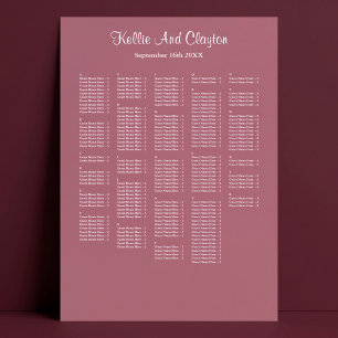 Affiche Plan de table de mariage simple bordeaux 250