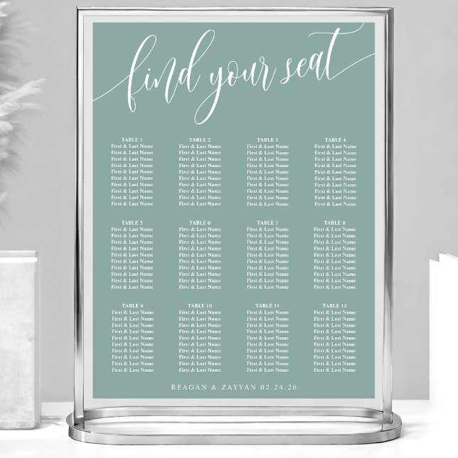 Affiche Plan de table de mariage simple couleur sarcelle p (Créateur téléchargé)