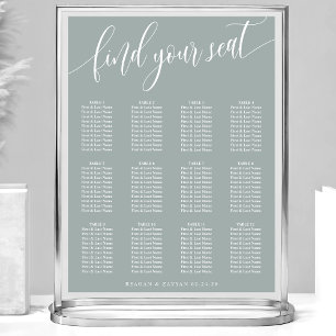 Affiche Plan de table de mariage simple Dusty Sage
