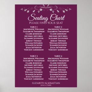 Affiche Plan de table de mariage simple magenta prune 4