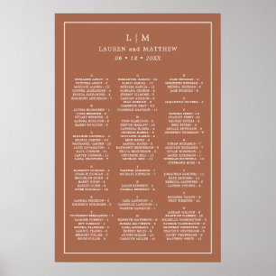 Affiche Plan de table de mariage simple monogramme en terr