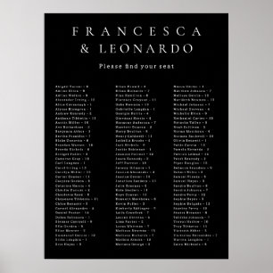 Affiche Plan de table de mariage simple noir classique
