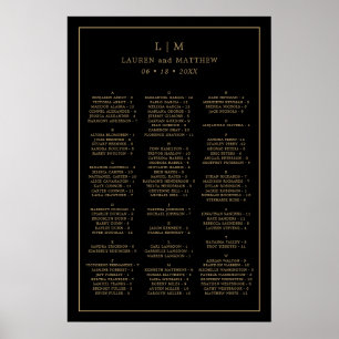 Affiche Plan de table de mariage simple noir et or