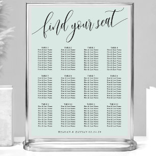 Affiche Plan de table de mariage simple Pastel Mint