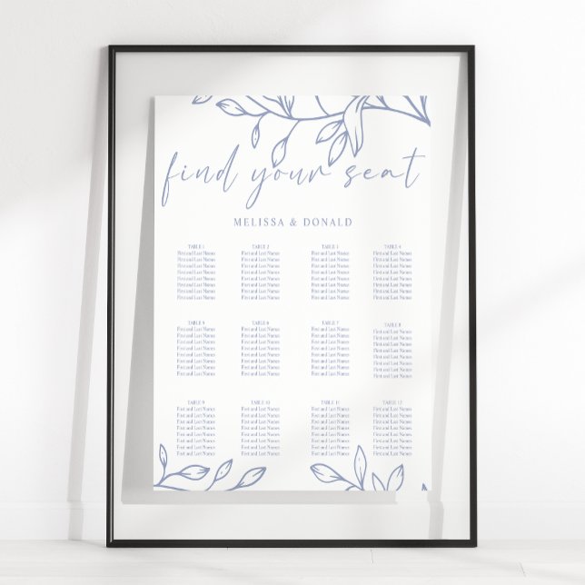 Affiche Plan de table de mariage simple Pervenche Flo (Créateur téléchargé)