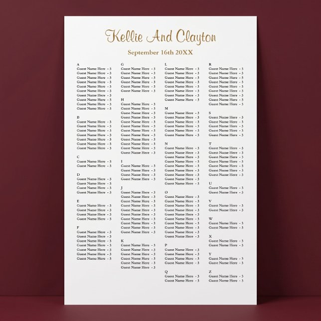 Affiche Plan de table de mariage simple pour 160 personnes (Créateur téléchargé)