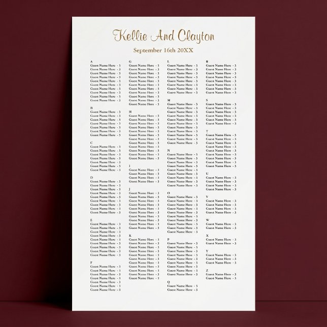 Affiche Plan de table de mariage simple pour 200 personnes (Créateur téléchargé)