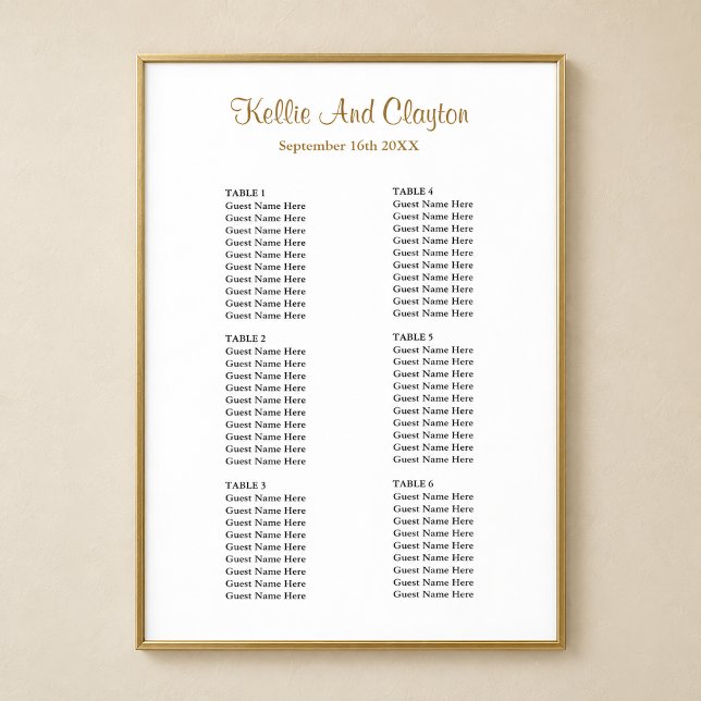 Affiche Plan de table de mariage simple pour 60 personnes (Créateur téléchargé)