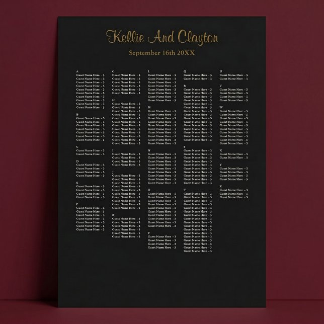 Affiche Plan de table de mariage simple pour plus de 250 i (Créateur téléchargé)