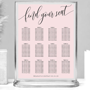 Affiche Plan de table de mariage simple rose blush