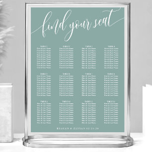 Affiche Plan de table de mariage simple sarcelle poussiére