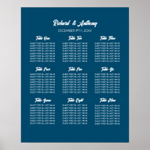 Affiche Plan de table de mariage simplement moderne et ten