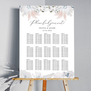 Affiche Plan de table de mariage sur la plage Dusty Blue (