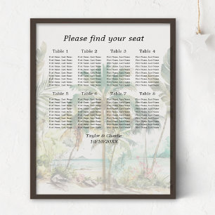 Affiche Plan de table de mariage sur la plage tropicale 8