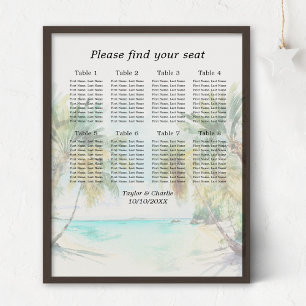 Affiche Plan de table de mariage sur la plage tropicale 8 