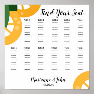 Affiche Plan de table de mariage Tranches de citron audaci