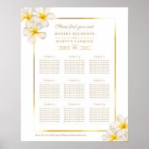 Affiche Plan de table de mariage tropical frangipanier bla