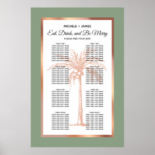 Affiche Plan de table de mariage Tropical Sage Rose Gold P