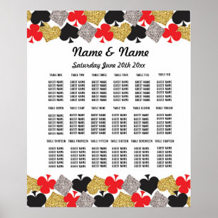 Affiche Plan de table de mariage Vegas Casino pour 18 tabl