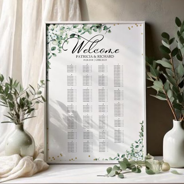 Affiche Plan de table de mariage végétal par ordre alphabé (Créateur téléchargé)