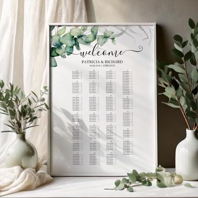 Affiche Plan de table de mariage végétal par ordre alphabé (Créateur téléchargé)