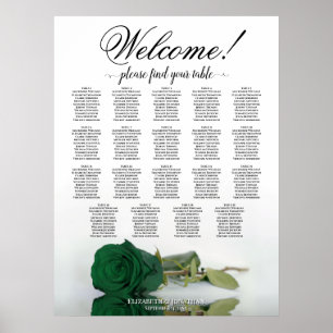 Affiche Plan de table de mariage vert émeraude Rose 19