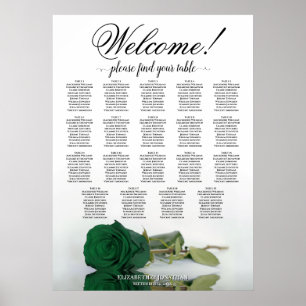 Affiche Plan de table de mariage vert émeraude Rose 19