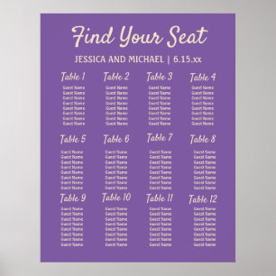 Affiche Plan de table de réception de mariage violet