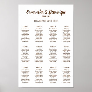Affiche Plan de table des invités pour la réception de mar