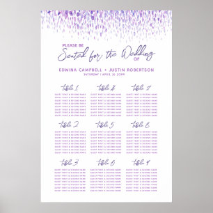 Affiche Plan de table du mariage d'aquarelle abstrait viol