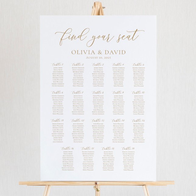 Affiche Plan de table élégant 19 tables Trouvez votre sièg (Créateur téléchargé)