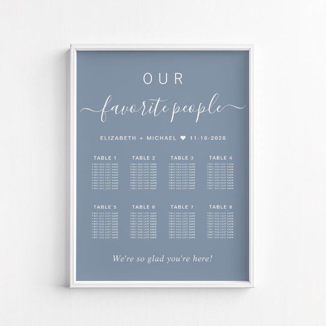 Affiche Plan de table élégant 8 tables bleu poussiéreux Ma (Créateur téléchargé)