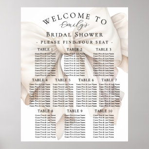 Affiche Plan de table élégant avec nœud blanc pour la fête