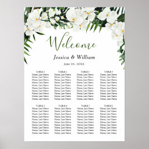 Affiche Plan de table élégant avec orchidées blanches Bohè