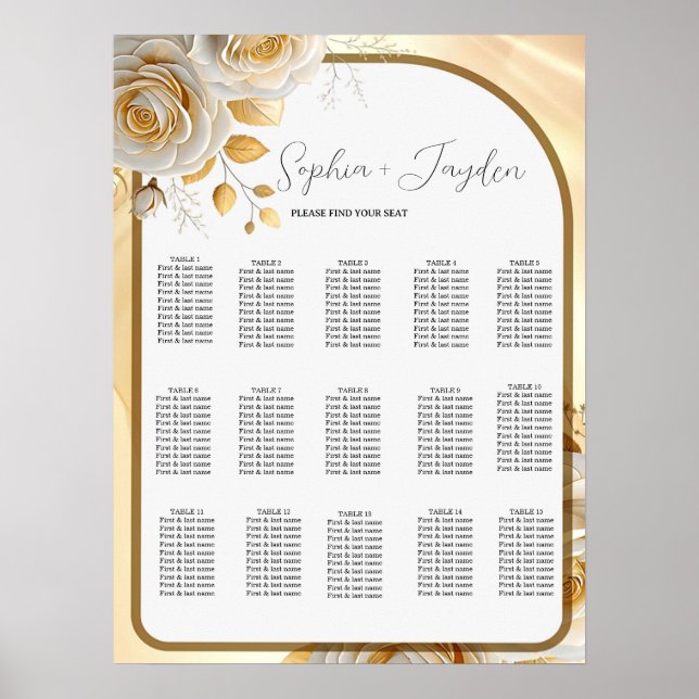 Affiche Plan de table élégant de mariage (Devant)