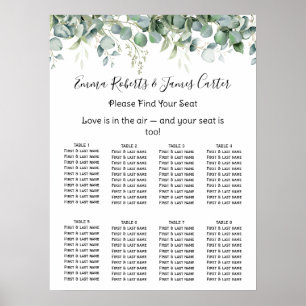 Affiche Plan de table élégant de mariage avec verdure