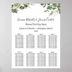 Affiche Plan de table élégant de mariage avec verdure