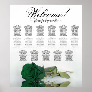 Affiche Plan de table élégant Emeraude Vert Rose 17