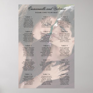 Affiche Plan de table élégant en faux vélin avec photo pou