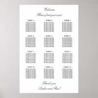 Plan de table élégant minimaliste 12 tables